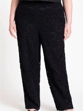 Eloquii Black Lace_crochet-Texture High-Waist Pants